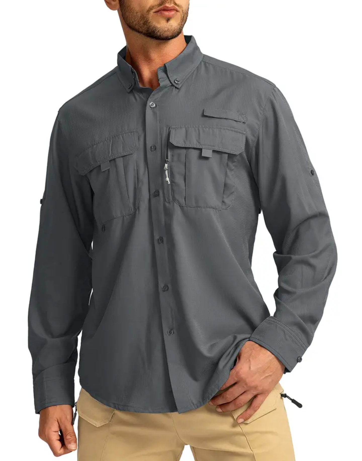 Camisa Outdoor color gris oscuro UPF 50+